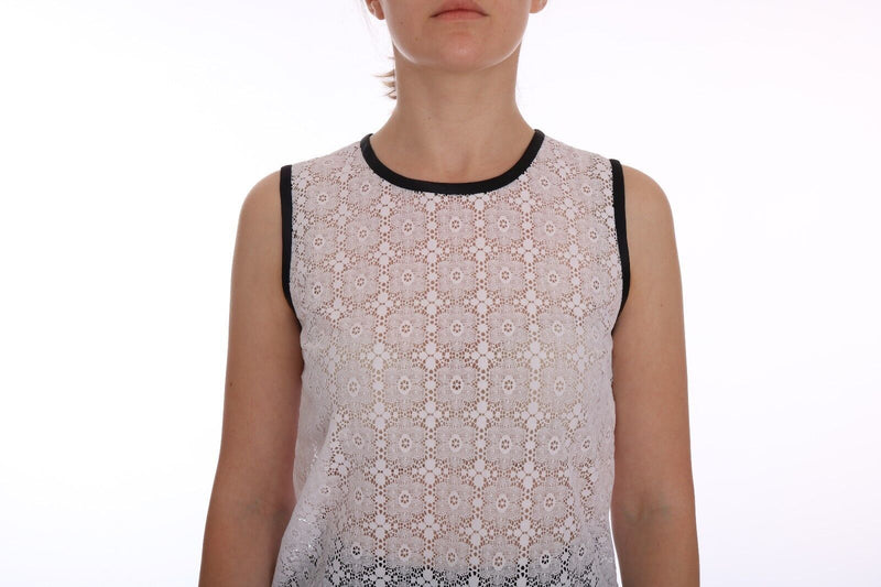 White Lace Floral Nylon Tank T-shirt