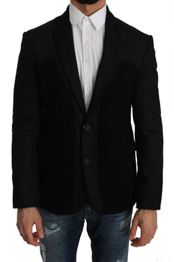 Black Virgin Wool Single Breasted Formal Blazer