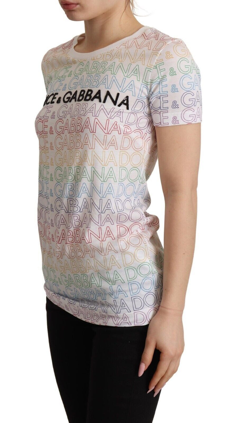 White DG Mania Print Cotton Crewneck Tee T-shirt