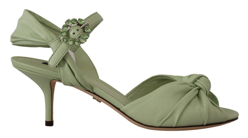 Green Crystal Ankle Strap Sandals Devotion Shoes