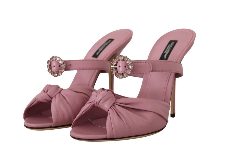 Pink Leather Slip On Heel Sandals Devotion Shoes