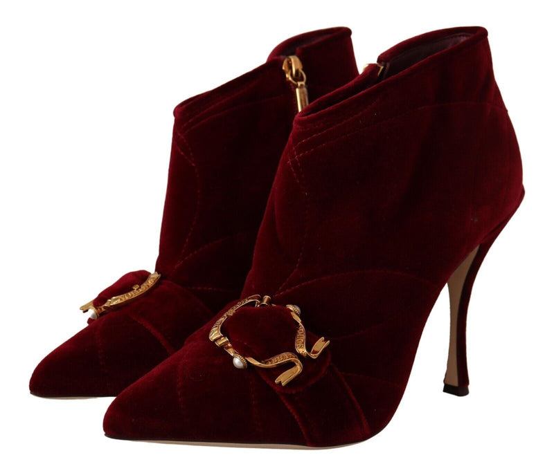 Bordeaux Velvet Devotion Heels Boots Shoes