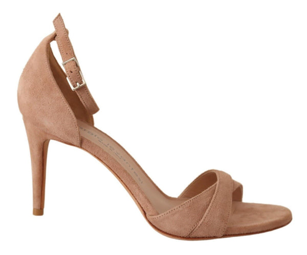 Beige Suede Leather Ankle Strap Pumps Shoes