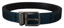 Blue Jacquard Moire Silver Metal Buckle Men