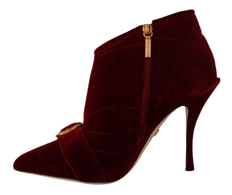 Bordeaux Velvet Devotion Heels Boots Shoes