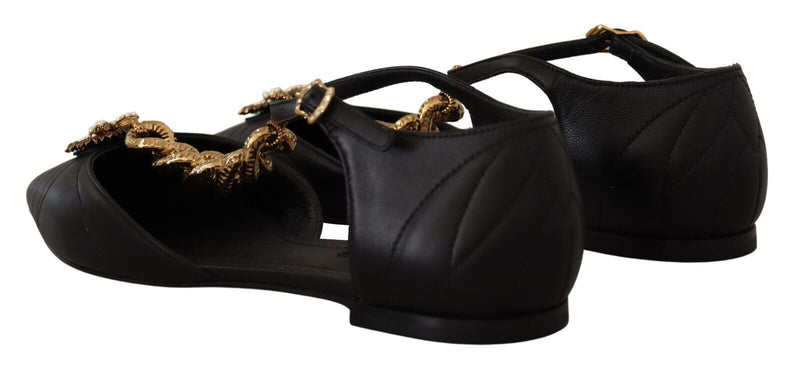 Black Leather Devotion Flats Sandals Shoes