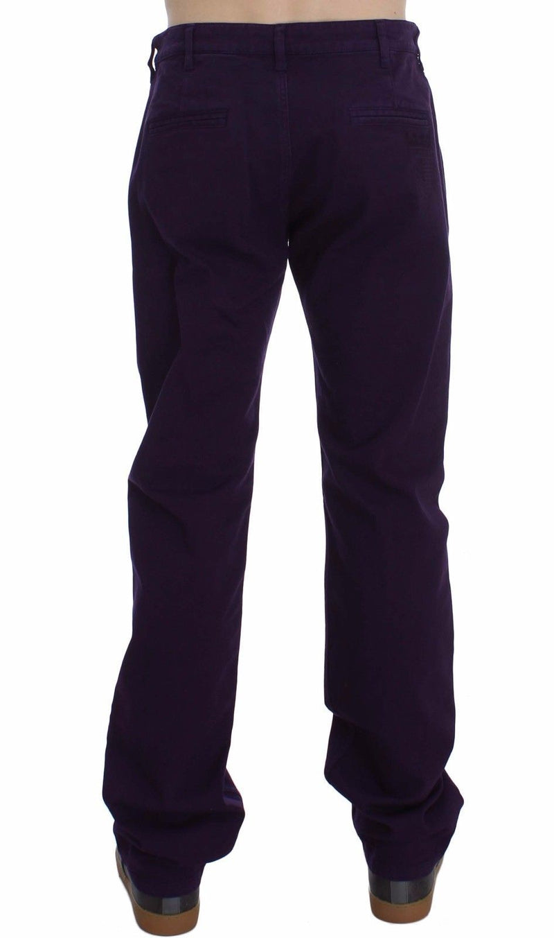 Purple Cotton Stretch Purple Fit  Pants