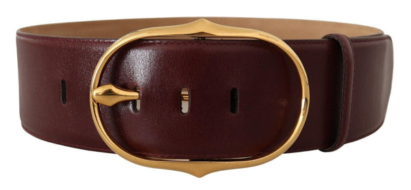 Dark Brown Leather Gold Metal Buckle Belt