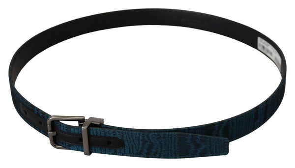 Blue Jacquard Moire Silver Metal Buckle Men