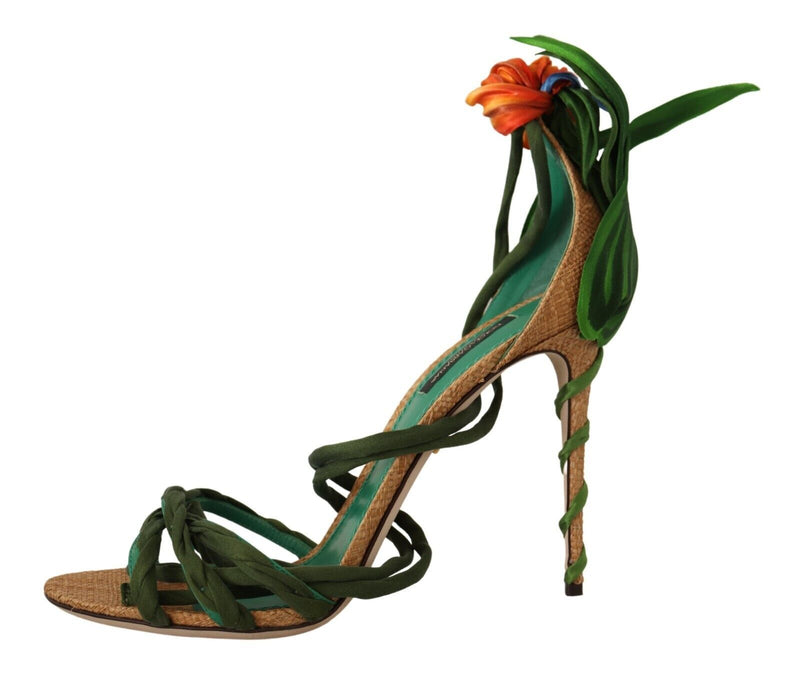 Multicolor Silk Floral High Heels Sandals Shoes