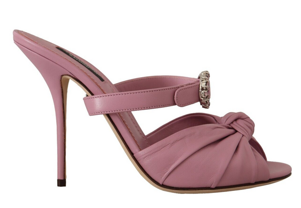 Pink Leather Slip On Heel Sandals Devotion Shoes