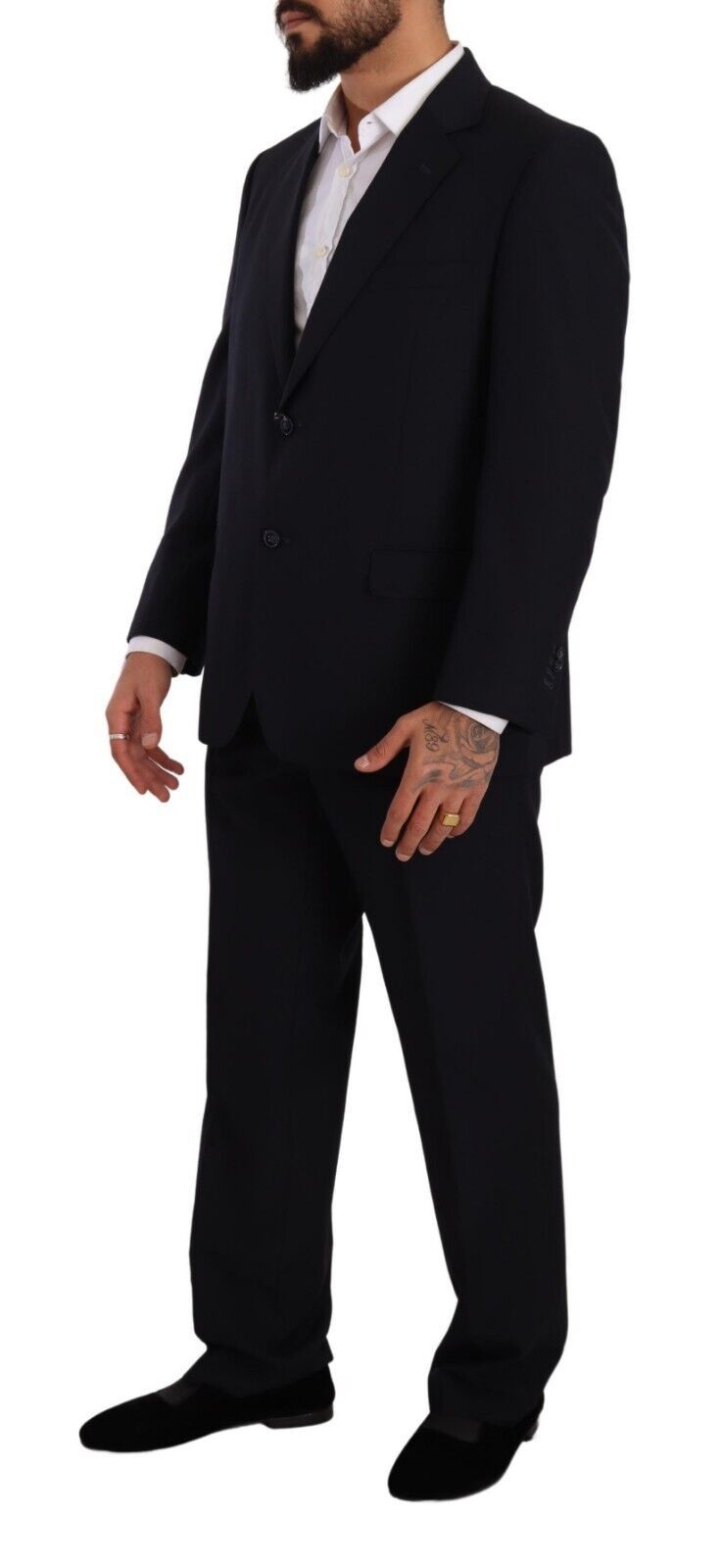 Blue Polyester Single Breasted Formal Suit