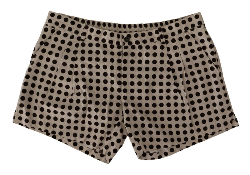 Black White Polka Dots Cotton Linen Shorts