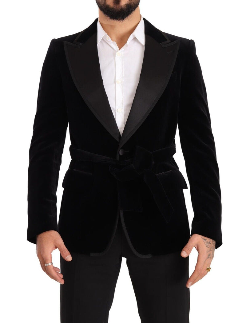 Black Velvet Single Breasted One Button Blazer