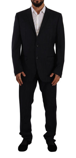 Black Striped Single Breasted 2 Piece Suit