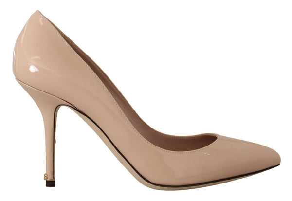 Beige Patent Leather High Heels Pumps Shoes