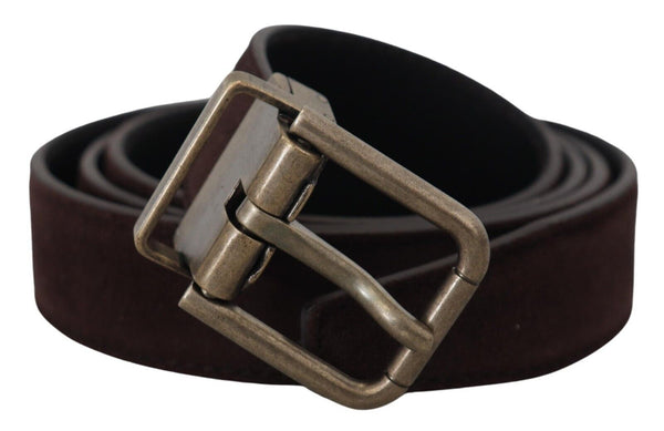 Dark Brown Leather Antique Metal Buckle Men Belt