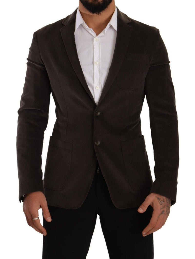 Brown Velvet Slim Fit Coat D&G Blazer