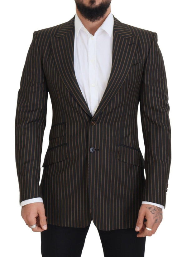 Black Brown Stripes Single Breasted Blazer