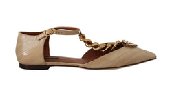 Beige Leather Devotion Flats Sandals Shoes