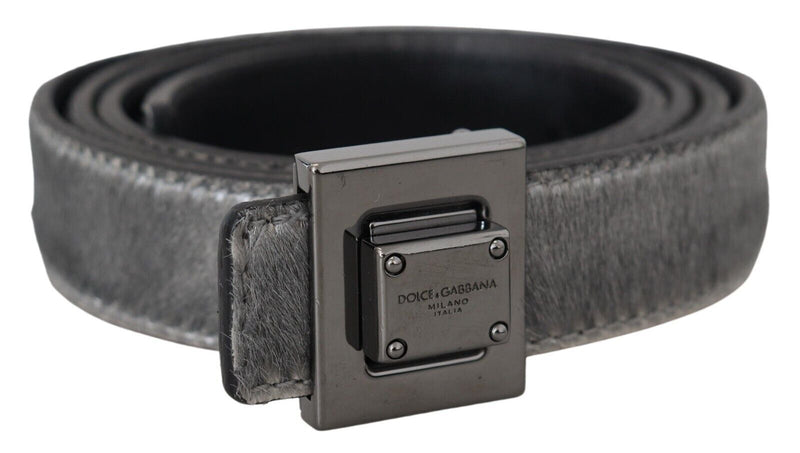 Silver Leather Tone Square Metal Buckle