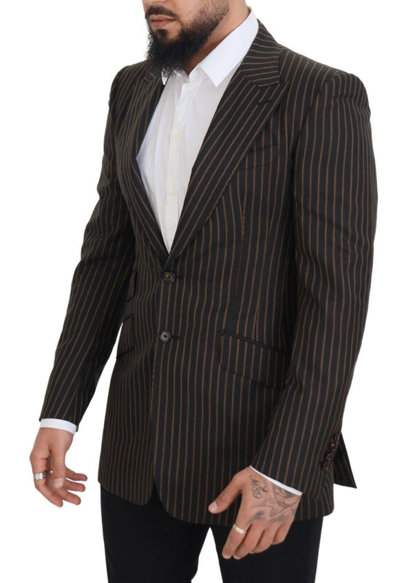 Black Brown Stripes Single Breasted Blazer