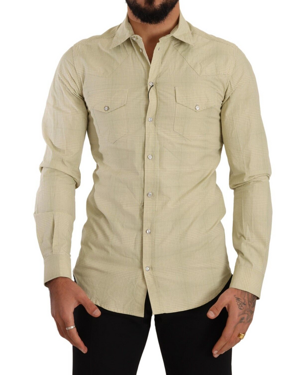 Yellow SICILIA Cotton Casual Slim Fit Shirt