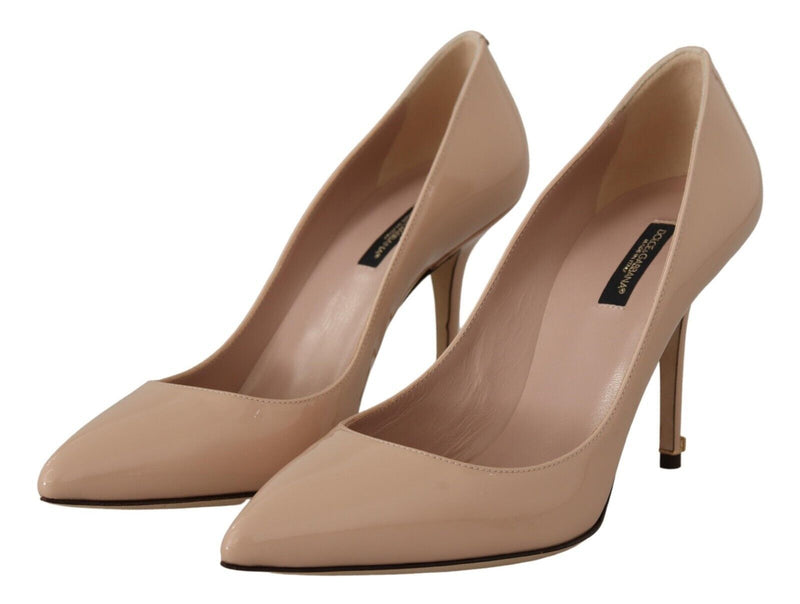 Beige Patent Leather High Heels Pumps Shoes