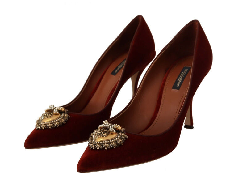 Brown Velvet Heart DEVOTION Heels Pumps Shoes