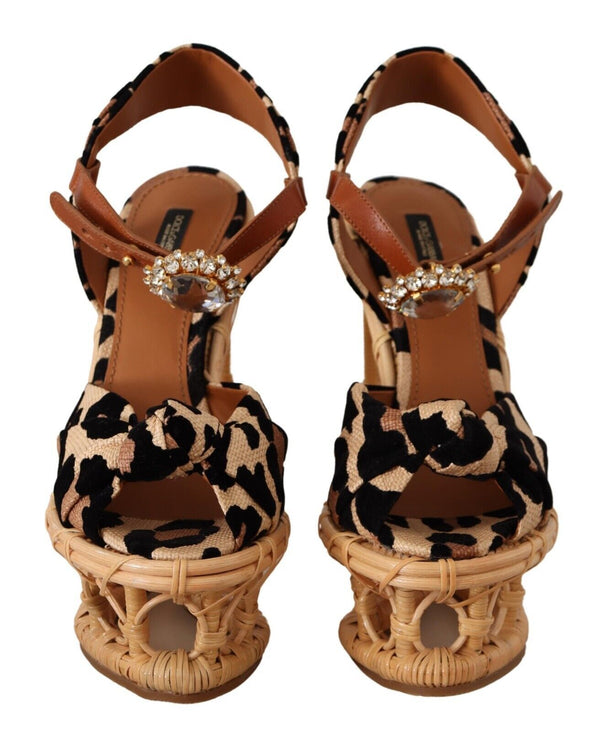 Multicolor Leopard Platform Heels Wedge Sandals Shoes