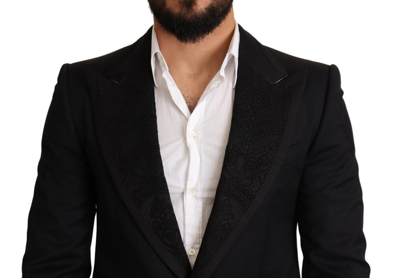 Black Slim Fit One Button Blazer Jacket