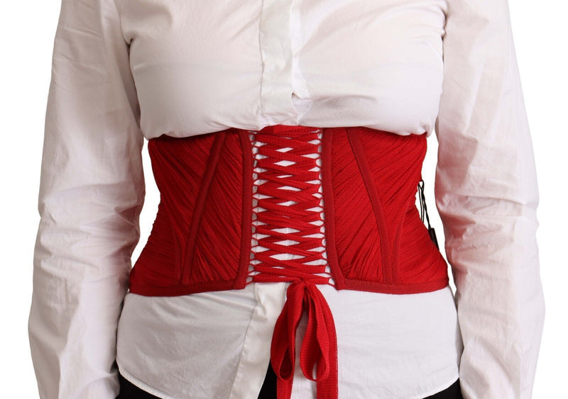 Red Corset Belt Stretch Waist Strap Top