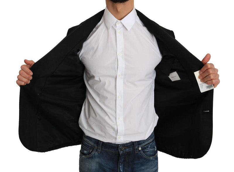 Black Virgin Wool Single Breasted Formal Blazer