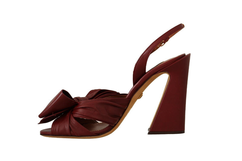 Bordeaux Leather Ankle Strap Heel Sandals Shoes