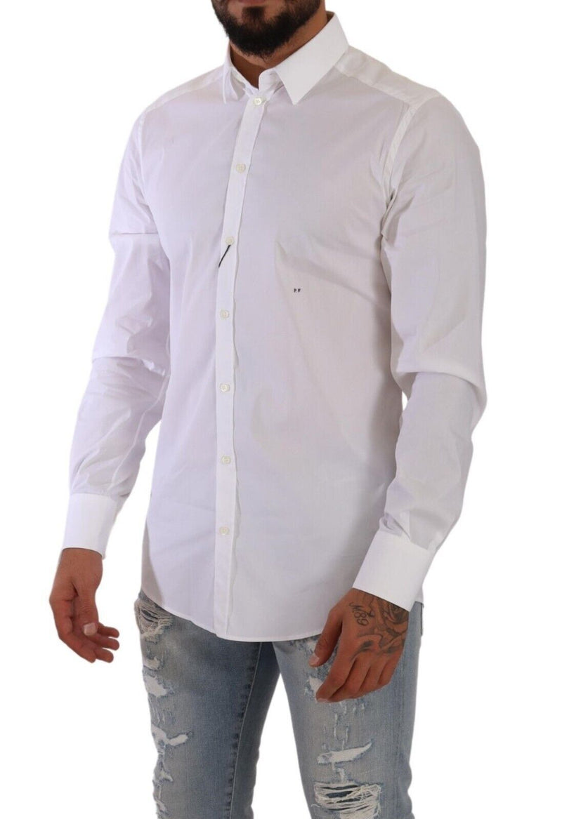 White GOLD Cotton Blend Dress Men Formal Shirt