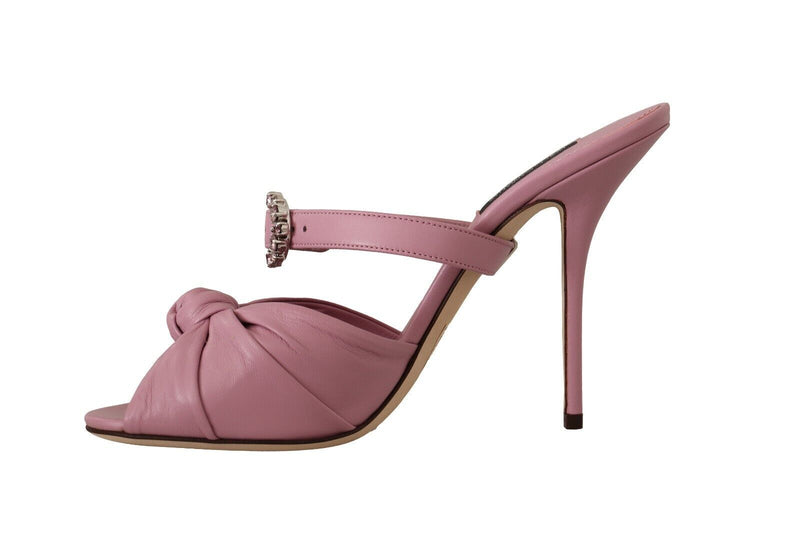 Pink Leather Slip On Heel Sandals Devotion Shoes