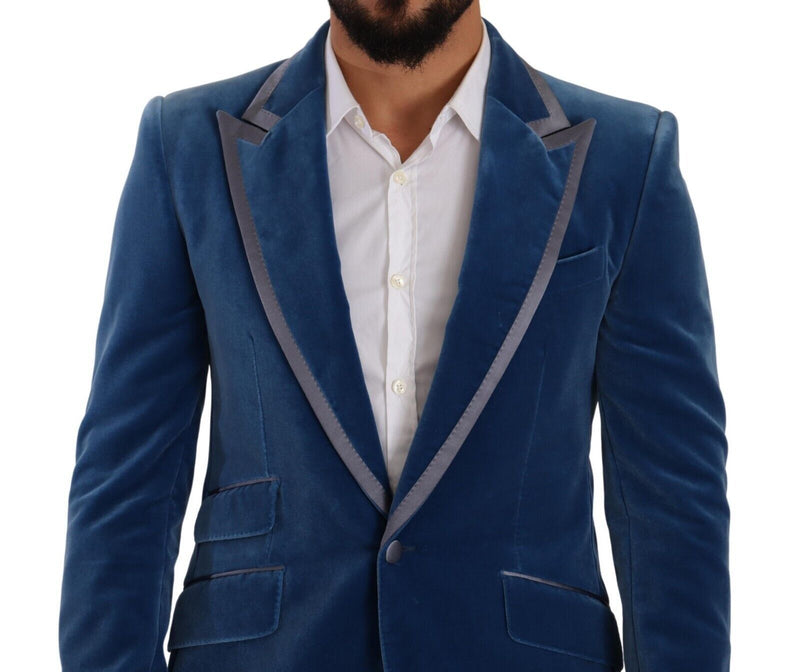 Blue SICILIA Velvet Slim Fit 2 Piece Suit