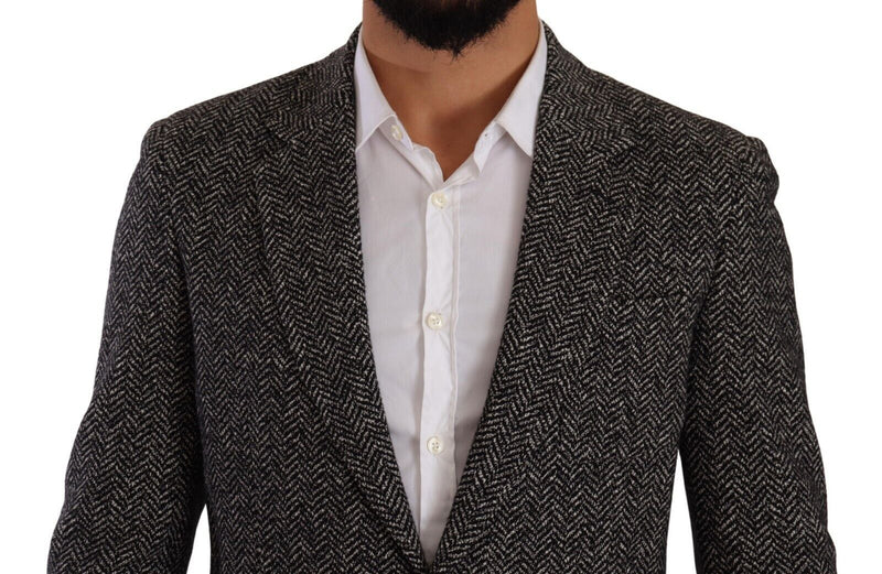 Gray Wool Tweed Jacket Two Button Blazer