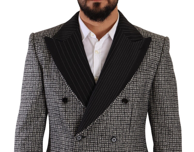 Gray Wool Double Breasted Jacket Coat Blazer