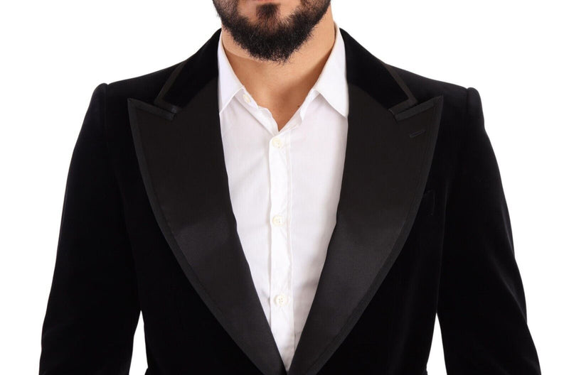 Black Velvet Single Breasted One Button Blazer