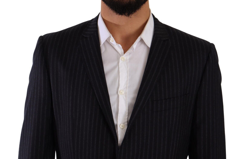 Black Striped Single Breasted 2 Piece Suit