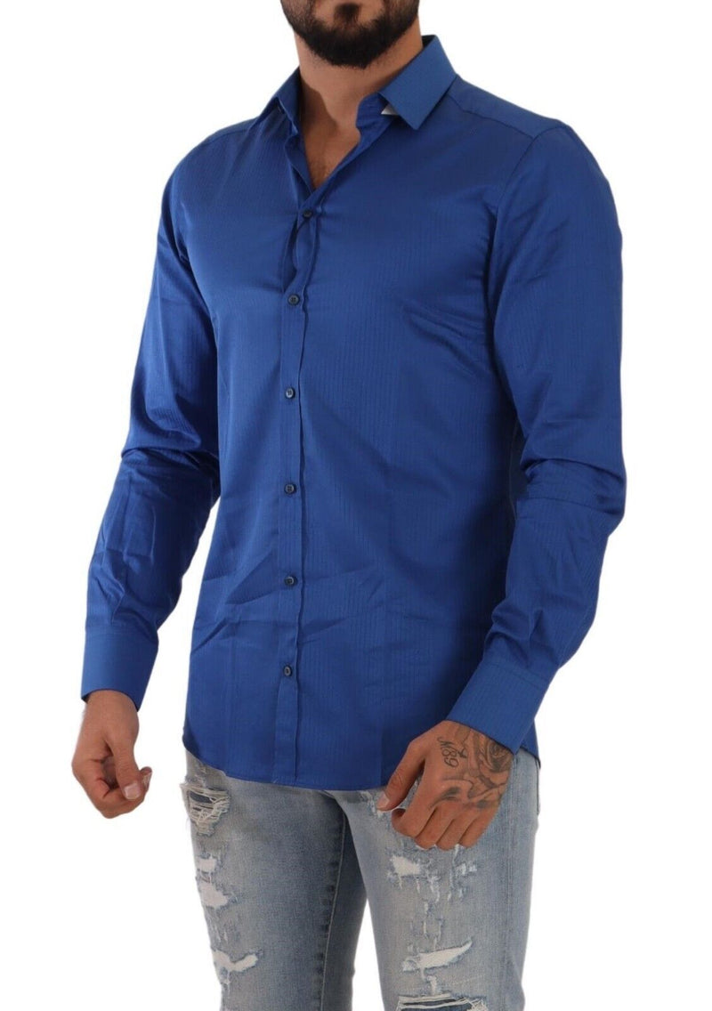 Blue MARTINI Cotton Slim Fit Formal Shirt