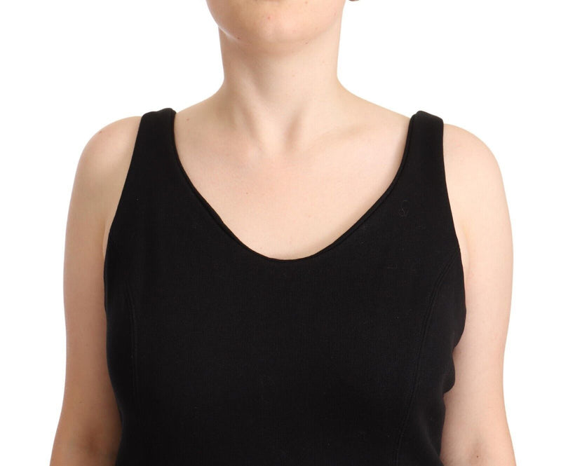 Black Cotton Sleevelesss Tank Casual Top