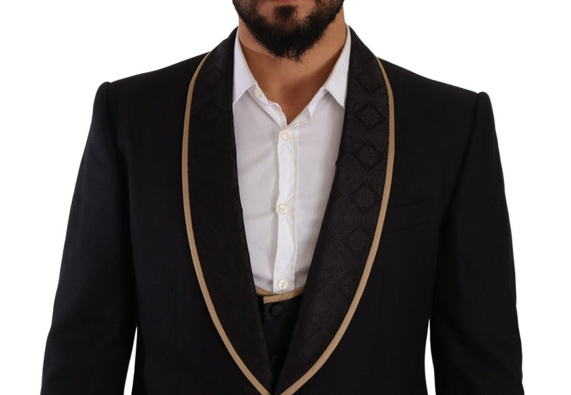 Black SICILIA Single Breasted 3 Piece Suit