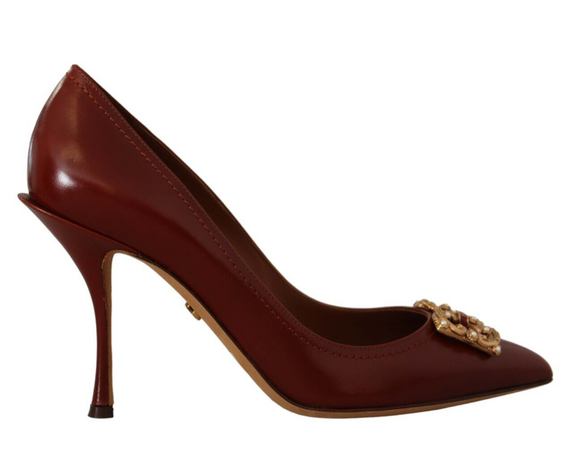 Brown Leather High Heels Pumps Amore Shoes