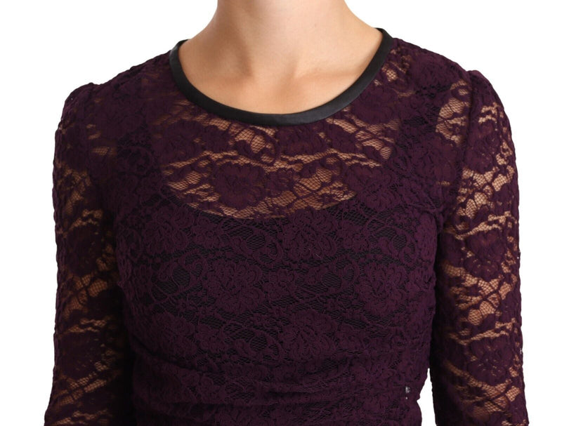 Purple Lace Long Sleeve Top Blouse