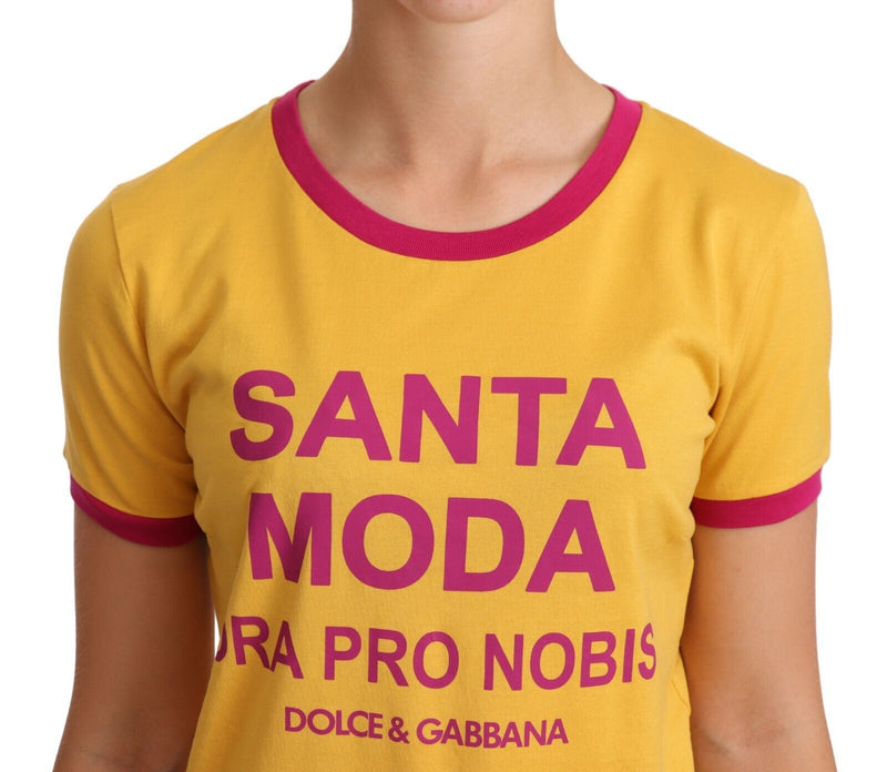 Yellow Santa Moda Print Crewneck T-shirt