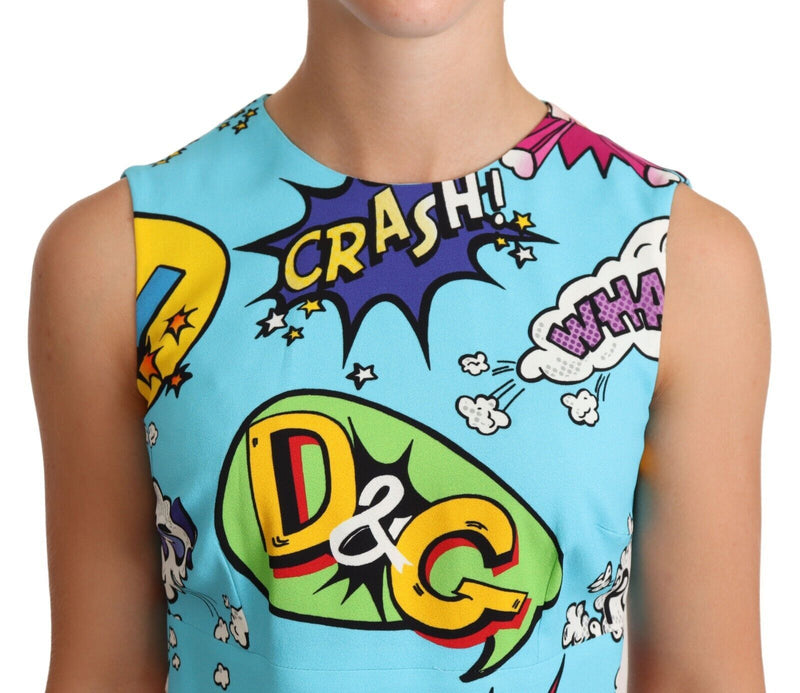 Blue Cartoon Cropped Tank Top Blouse