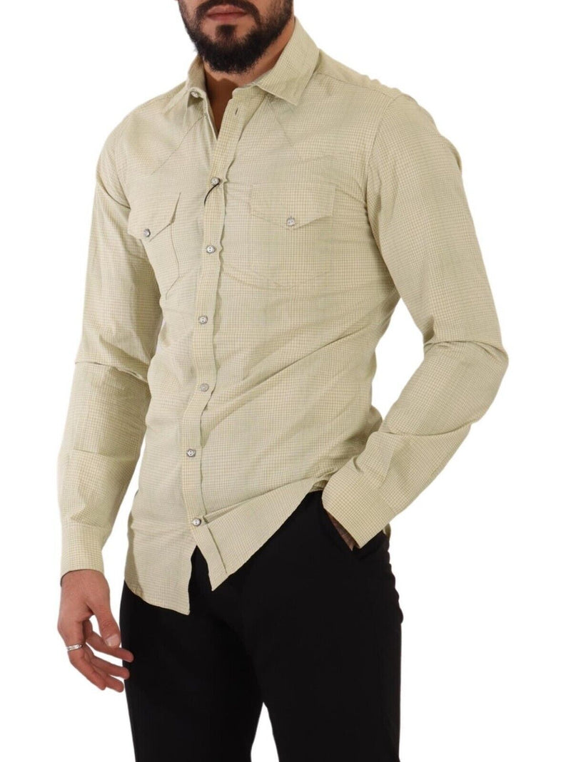 Yellow SICILIA Cotton Casual Slim Fit Shirt