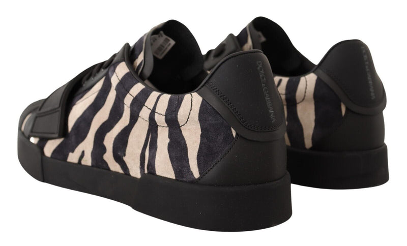 Black White Zebra Suede Rubber Sneakers Shoes